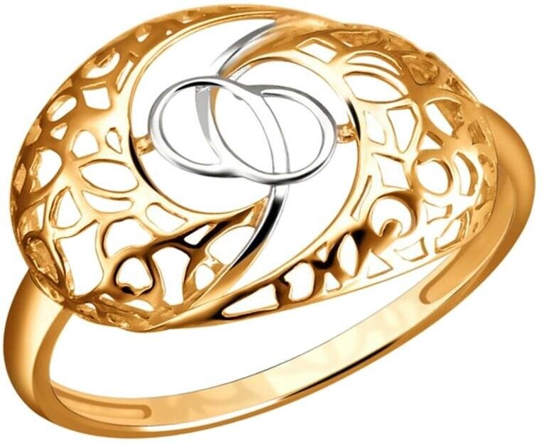Кольцо Эстет, красное золото, 585 проба, родирование