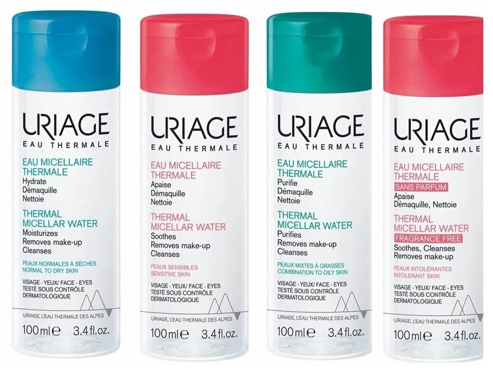 Вода Uriage Eau Thermale Eau Thermal Micellar Water, Очищающая мицеллярная вода, Для сухой и нормальной кожи, 100 мл