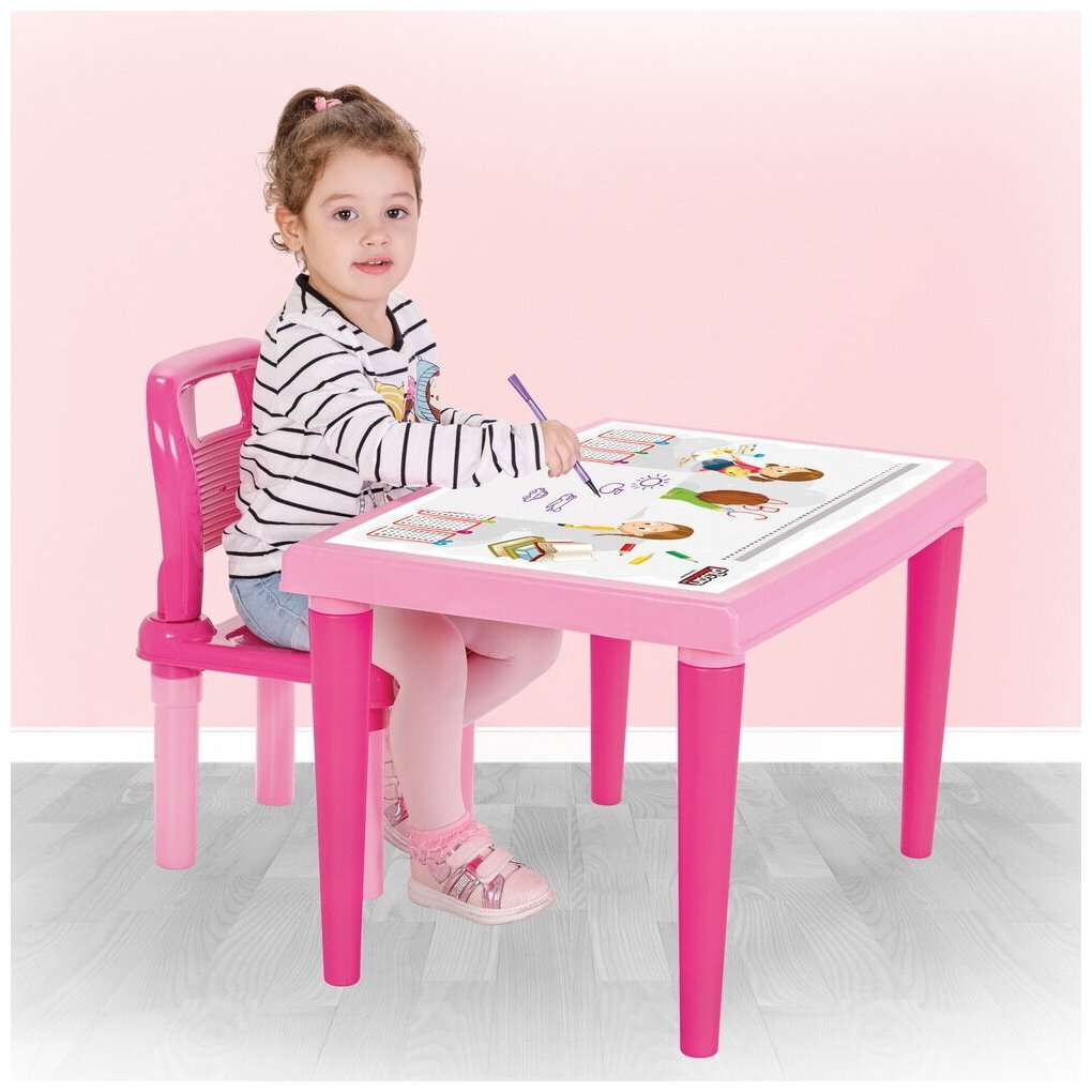 Набор Pilsan Столик+1 стульчик Pink / Розовый Комплект детской мебели