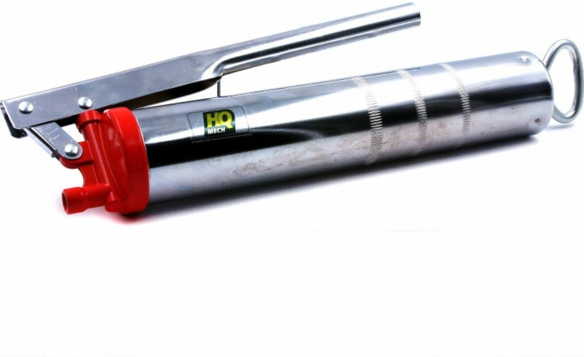 фото Шприц HQYT018 для консистентной смазки 500 мл, рычажно-плунжерный, 2 насадки (гибкая высокого давления 300 Bar 24,5 см, стальная трубка 10,5 см).