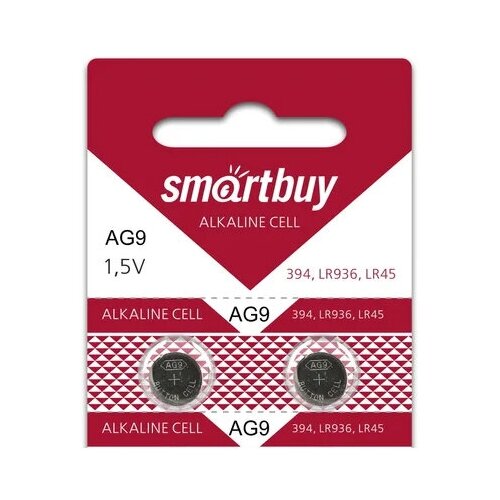 Батарейка часовая SmartBuy AG9-10B,2шт в блистере (SBBB-AG9-10B) батарейка ag13 smartbuy sbbb ag13 10b 10 штук