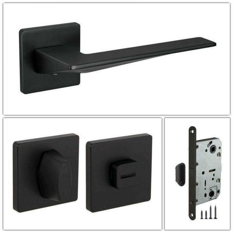 Комплект ручек для дверей Fuaro PHANTOM_SL_BL-24_UN черный (ручка + завертка WC + магнитный замок)