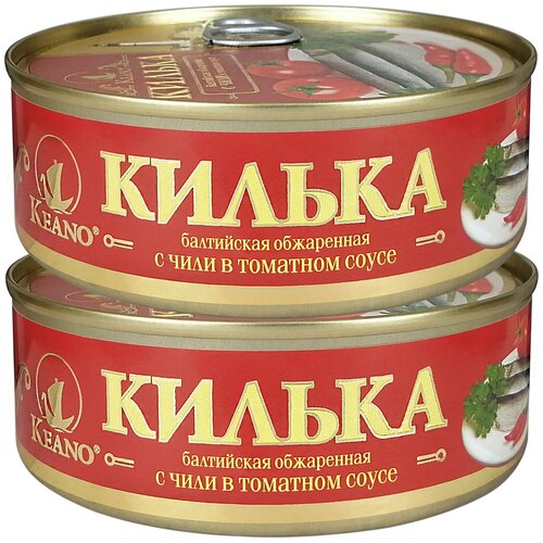 Консервы рыбные Keano - Килька балтийская неразделанная обжаренная в томатном соусе Чили, 240 г - 4 шт