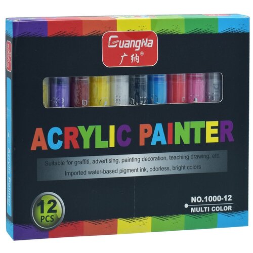 Акриловые маркеры, набор 12 шт.