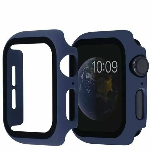 Защитный пластиковый чехол (кейс) Apple Watch Series 1 2 3 (Эпл Вотч) 38 мм для экрана/дисплея и корпуса противоударный бампер темно-синий защитный пластиковый чехол кейс apple watch series 1 2 3 эпл вотч 38 мм для экрана дисплея и корпуса противоударный бампер прозрачный со стразами