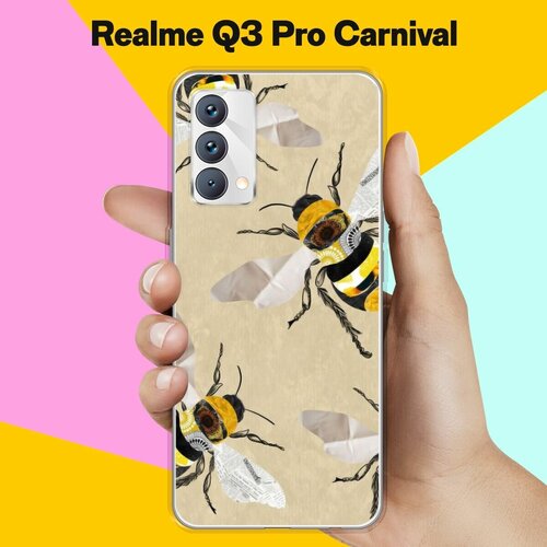 Силиконовый чехол на realme Q3 Pro Carnival Edition Осы / для Реалми Ку 3 Про Карнивал силиконовый чехол на realme q3 pro carnival edition узор из корги для реалми ку 3 про карнивал