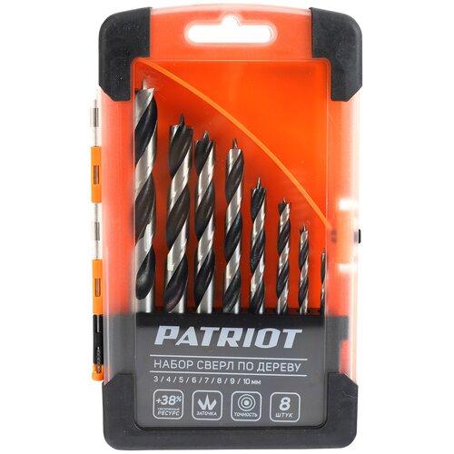Набор сверл PATRIOT 815010103 300 набор спиральных сверл по дереву 8 шт 3 10 мм edge by patriot 815010103