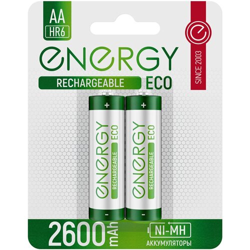 Аккумулятор Energy Eco NIMH-2600-HR6/2B, типоразмер АА, 2600 мАч, 2 В, 2 шт