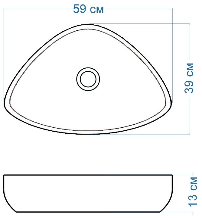 Раковина накладная треугольная BAU Triangle 59х39, белая - фотография № 12