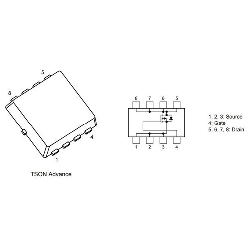 Микросхема TPCC8104 P-Channel MOSFET 30V 20A TSON-ADVANCE микросхема ao4458 n channel mosfet 30v 20a soic8