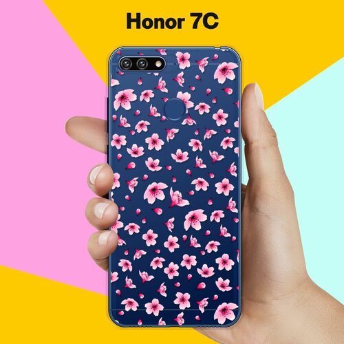 силиконовый чехол розовые цветы на honor 8x Силиконовый чехол Цветы розовые на Honor 7C