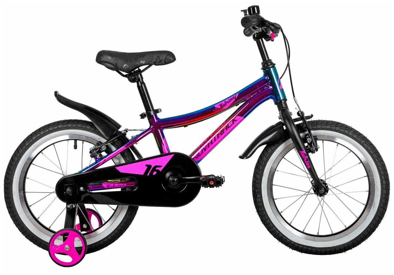 Велосипед NOVATRACK KATRINA V-brake 16" (2022) (Велосипед NOVATRACK 16" KATRINA алюм, фиолет. металлик, полная защ. цепи, V-brake, короткие крылья)
