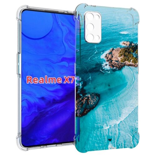 Чехол задняя-панель-накладка-бампер MyPads красивый голубой залив для Realme X7