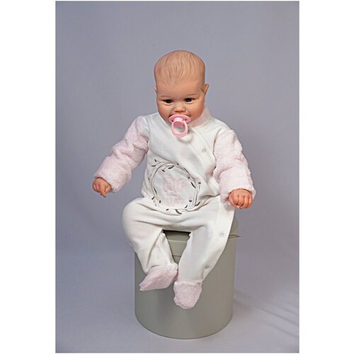 Комбинезон flexi махровый комбинезон для новорожденного, закрытая стопа, размер 62, белый, розовый