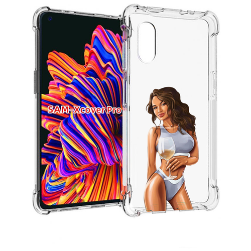 Чехол MyPads девушка-в-сером-купальнике- женский для Samsung Galaxy Xcover Pro 1 задняя-панель-накладка-бампер