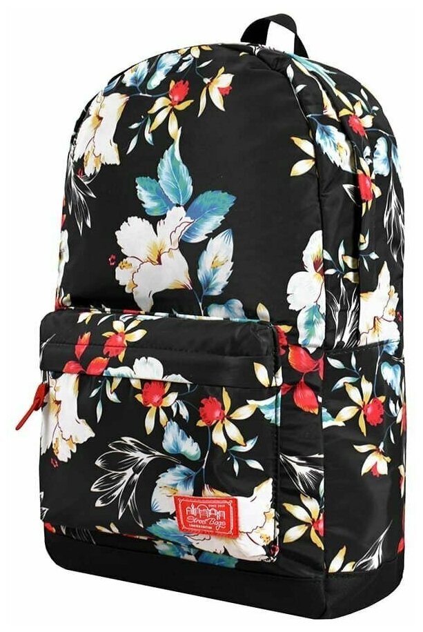Рюкзак / Street Bags / 6801 Тропические цветы 45х14х30 см / чёрный