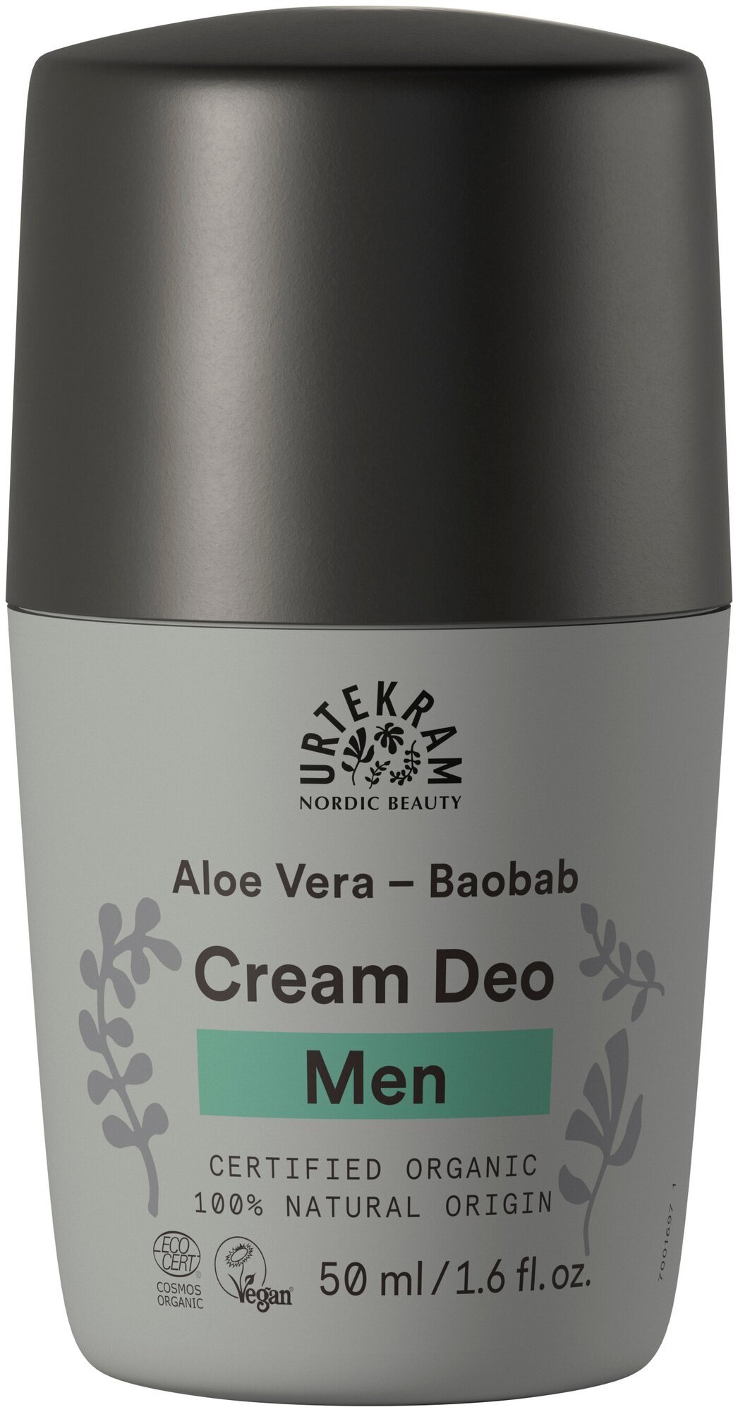 Мужской крем дезодорант "Алоэ Вера-Баобаб", натуральный, органический, Urtekram, 50 мл