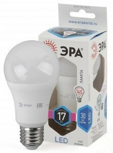 Светодиодная LED лампа ЭРА стандарт ЛОН A60 E27 17W(1360lm) 4000K 4K 120x60 A60-17W-840-E27 1665 (упаковка 14 штук)