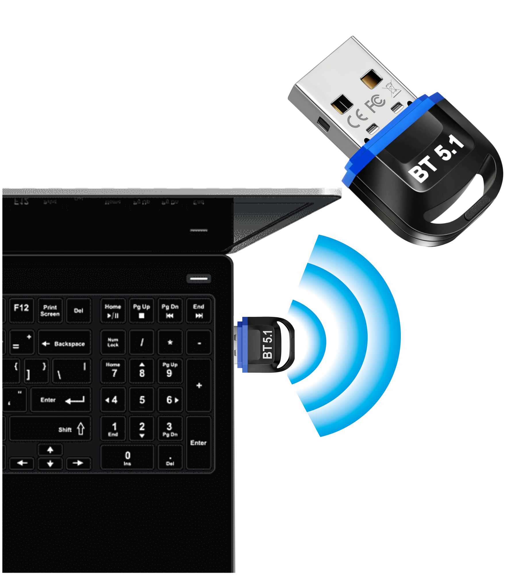 Адаптер USB Bluetooth 5.1 для компьютера, ноутбука и наушников