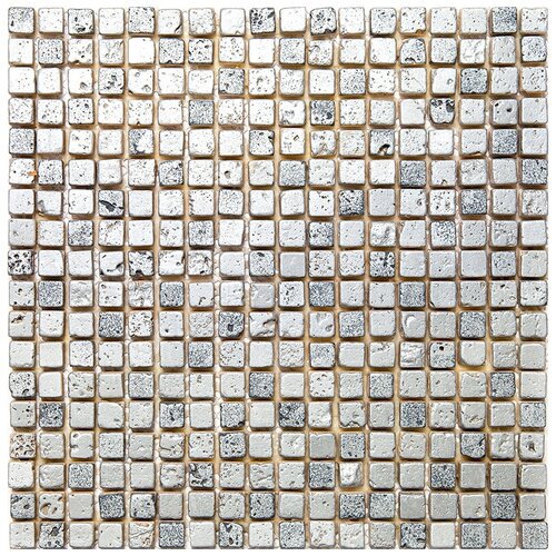 Мозаика из травертина Skalini DS38-2 серый светлый квадрат