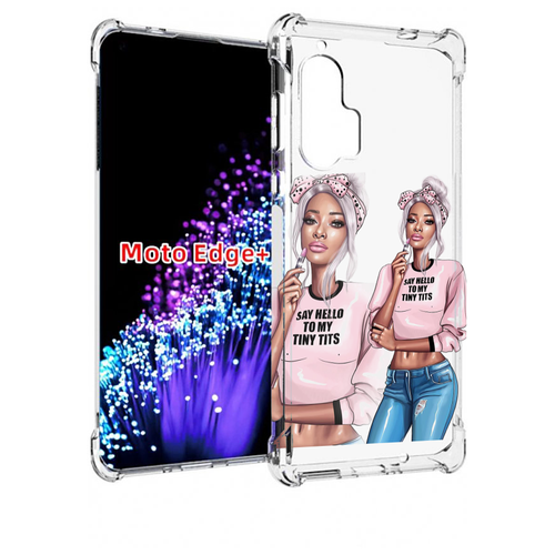 Чехол MyPads Девушка-в-розовой-футболке женский для Motorola Edge+ Plus задняя-панель-накладка-бампер