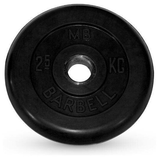 Диск 'Стандарт' обрезиненный чёрный 2,5 кг. MB BARBELL MB-PltB26-2,5