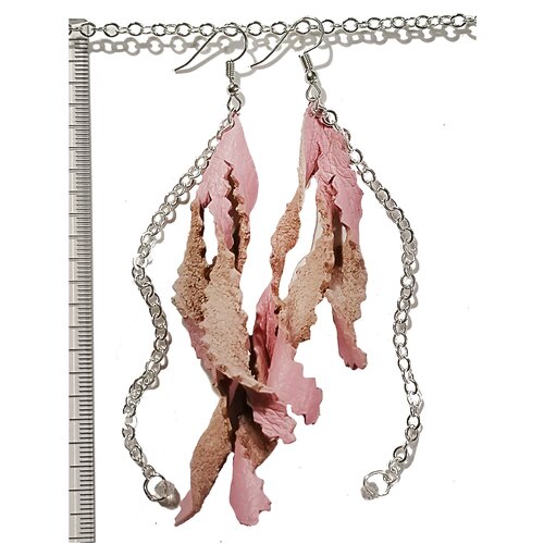 Серьги цепочки , бежевый, розовый