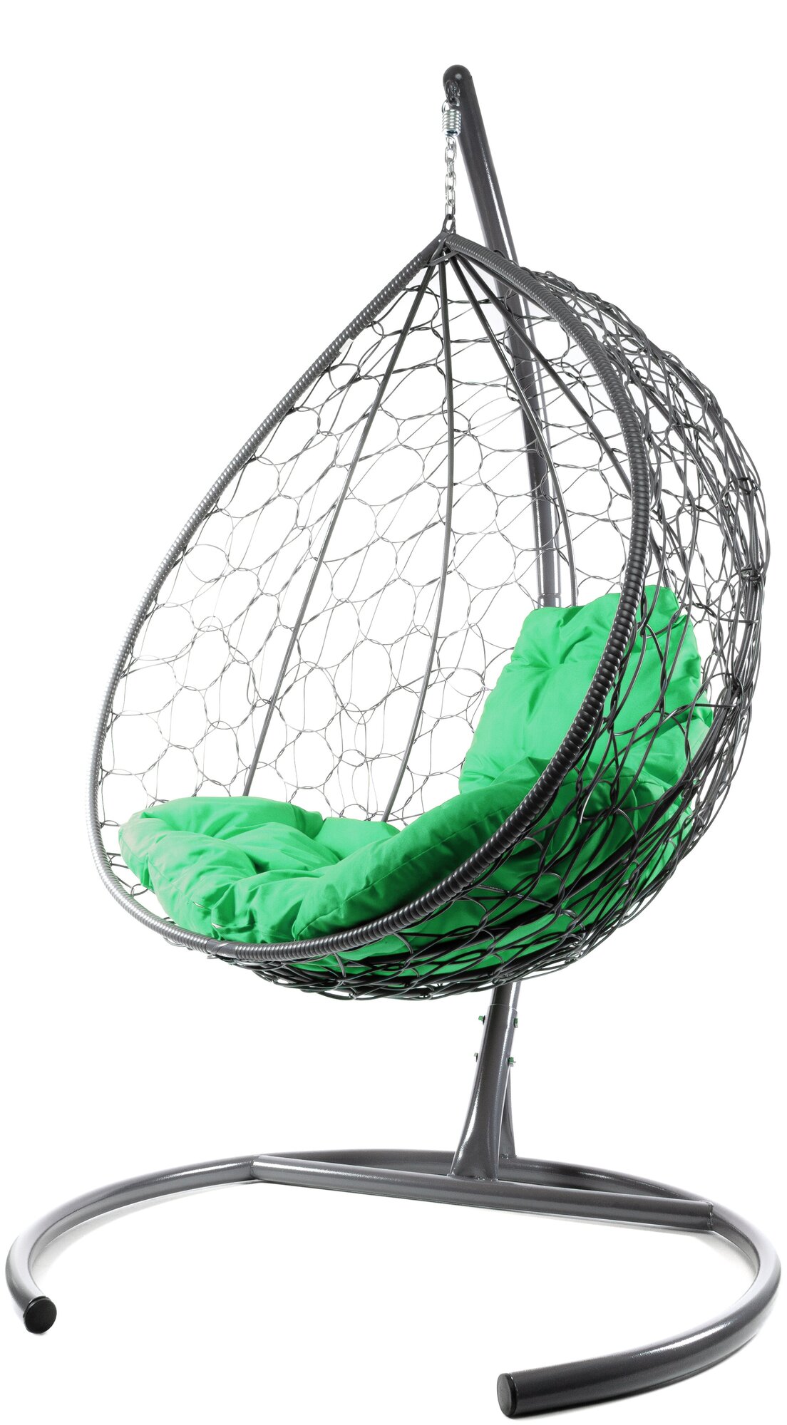 Подвесное кресло M-Group XL ротанг серое, зелёная подушка - фотография № 2