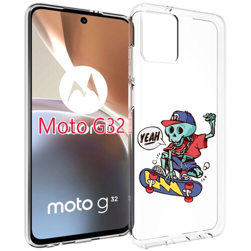 Чехол MyPads Скелет-на-скейте для Motorola Moto G32 задняя-панель-накладка-бампер