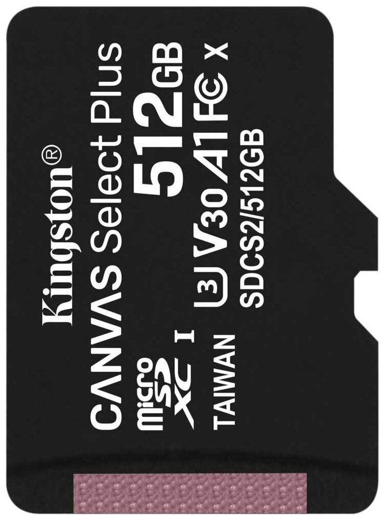 Карта памяти Kingston microSDXC 512Gb SDCS2/512GBSP Canvas Select Plus w/o adapter