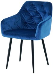 Стул-кресло мягкий офисный обеденный кухонный рабочий на ножках со спинкой подлокотниками Лофт BYROOM Home Hyggekrog для кухни гостиной спальни, синий