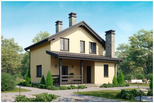 Проект <b>газобетонного</b> дома Catalog-Plans-63-75 (88,98кв. м, 9,6x8,3м, газобетон 300) жилой дом, матер
