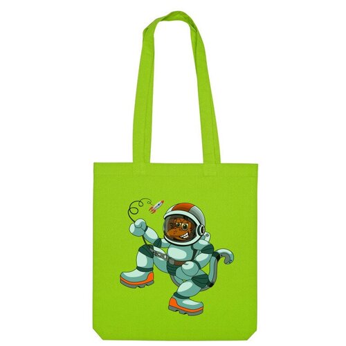 сумка обезянка космонавт ярко синий Сумка шоппер Us Basic, зеленый