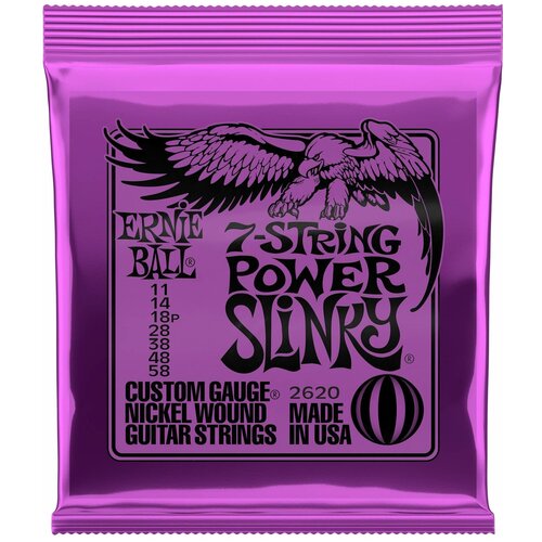 ernie ball 2236 струны для 12ти струнной электрогитары ERNIE BALL 2620 Nickel Wound Slinky Power 11-58 Струны для 7 струнной электрогитары