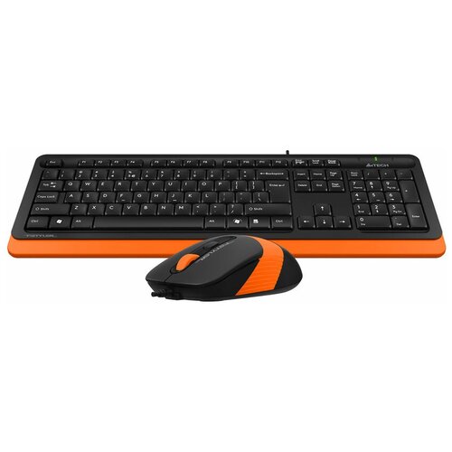 Комплект (клавиатура+мышь) A4TECH Fstyler F1010, USB, проводной, черный и оранжевый [f1010 orange]