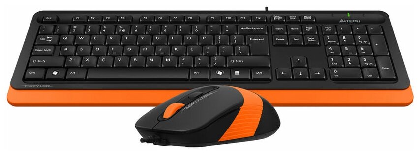 Комплект (клавиатура+мышь) A4TECH Fstyler F1010, USB, проводной, черный и оранжевый [f1010 orange]