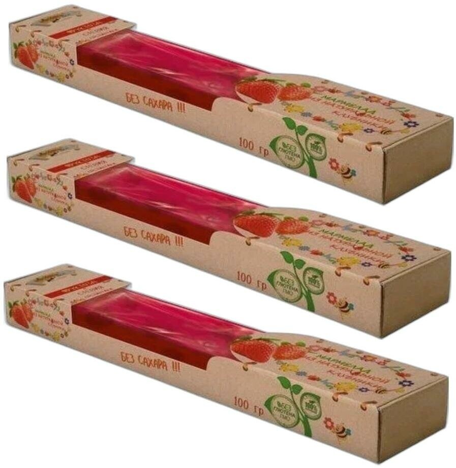 Мармелад без сахара из натуральных ягод Клубники 100 гр. (3 шт. в упаковке) (Эль-групп)