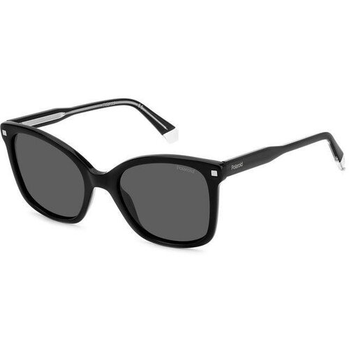 Солнцезащитные очки Polaroid, квадратные, оправа: пластик, для женщин, черный