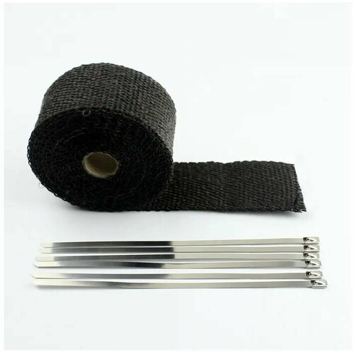 Термолента 5 м на выхлопную систему мотоцикла скутера максискутера мопеда квадроцикла для мотоциклиста, черная