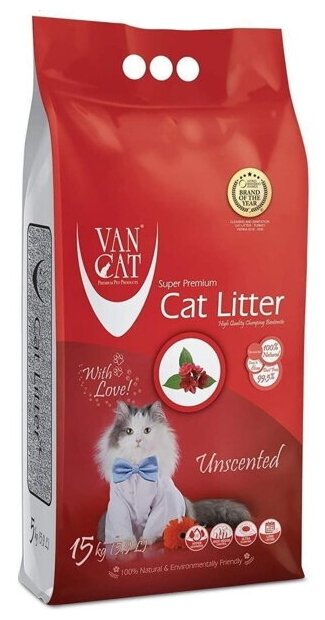 VAN CAT CLASSIC (Natural) наполнитель для кошачьего туалета комкующийся, 15 кг - фотография № 3