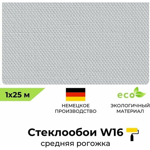 Стеклообои BauTex Walltex W 16 Рогожка средняя, 1 х 25 м, плотность 140 г/м2; обои под покраску стеклообои bautex walltex w 91 ромб средний 1 х 25 м плотность 180 г м2 обои под покраску