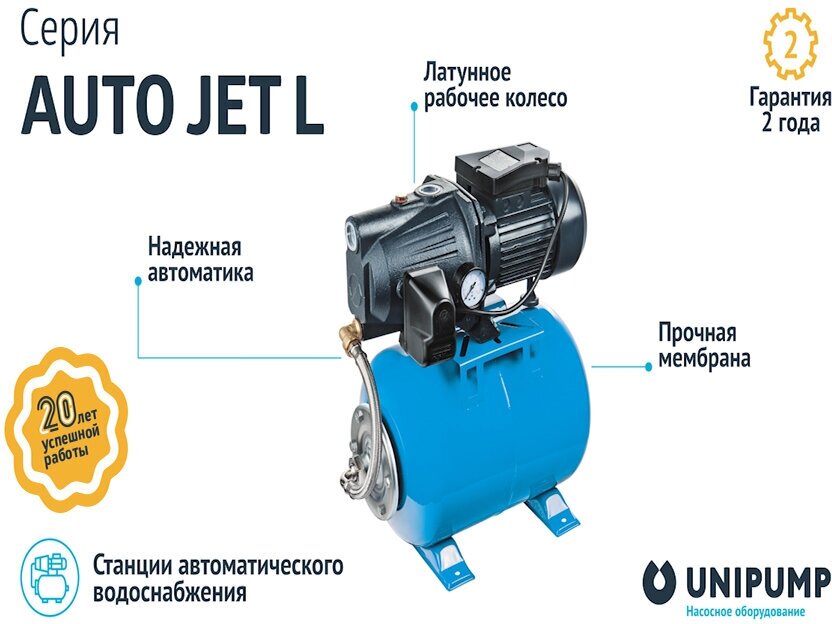 Автоматическая станция водоснабжения Unipump Auto Jet 100 LA БИТ - фото №4