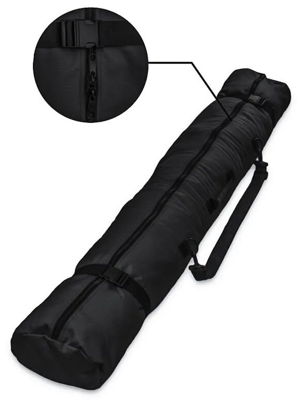 Чехол для горных лыж k.bag 150 см (Черный) + Стяжка