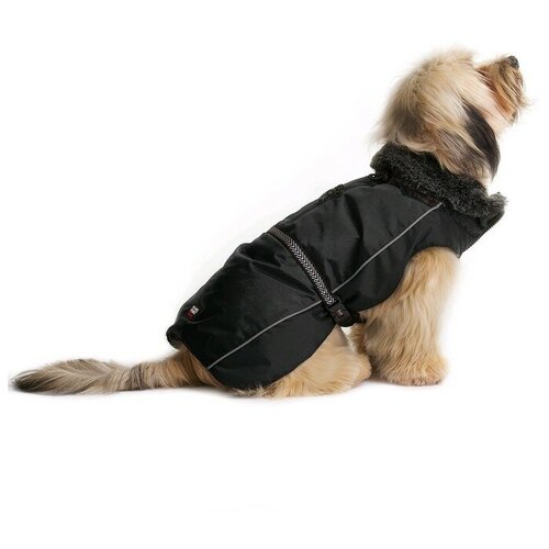 Нано куртка Dog Gone Smart Aspen parka зимняя с меховым воротником, ДС 66 см, чёрная