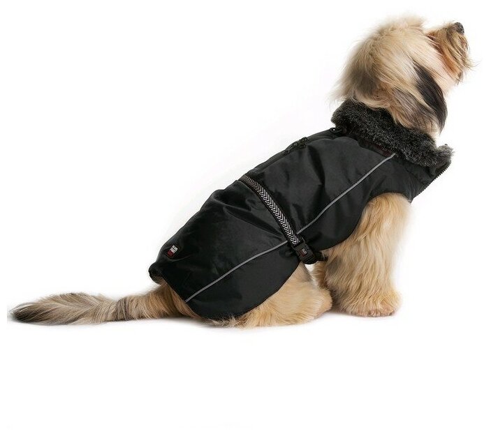 Dog gone smart Нано куртка Dog Gone Smart Aspen parka зимняя с меховым воротником, ДС 66 см, чёрная