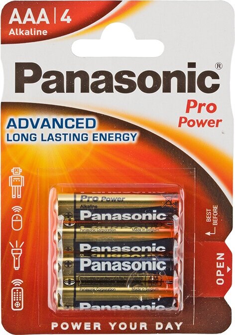 Батарейка Panasonic Pro Power AAA/LR03, в упаковке: 4 шт.