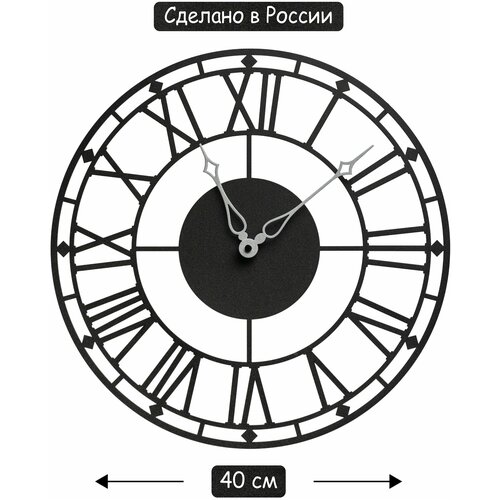 Часы настенные металлические LUNA 40см черные