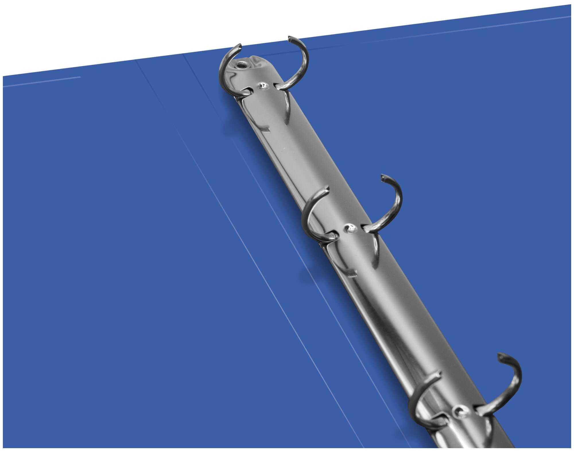 Папка на 4-х кольцах Бюрократ A4 пластик 0.7мм кор.27мм внут.и торц.карм синий - фото №4