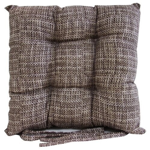 Подушка на стул Sonnet Сахара с пиковкой и завязками, 40x40 см, коричневый