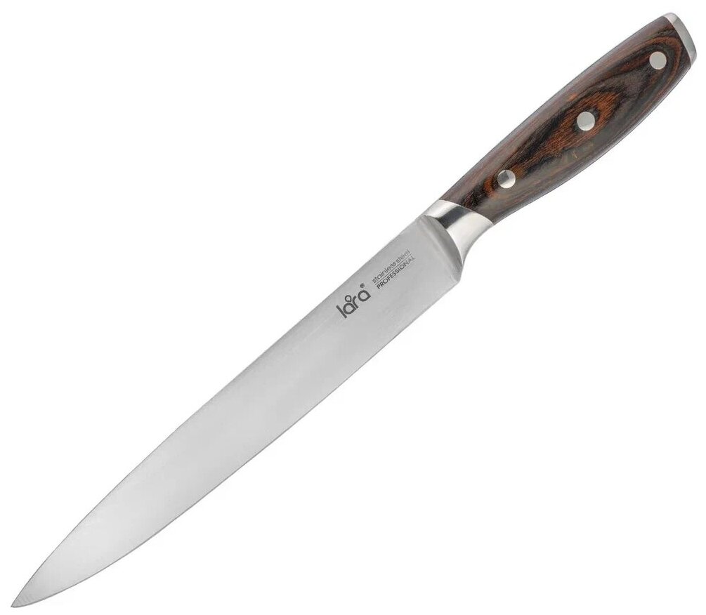 Набор ножей LARA LR05-57, 6 предметов: Подставка (акация) +5 ножей, двухслойная сталь - фотография № 4